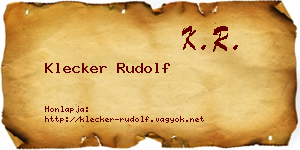 Klecker Rudolf névjegykártya